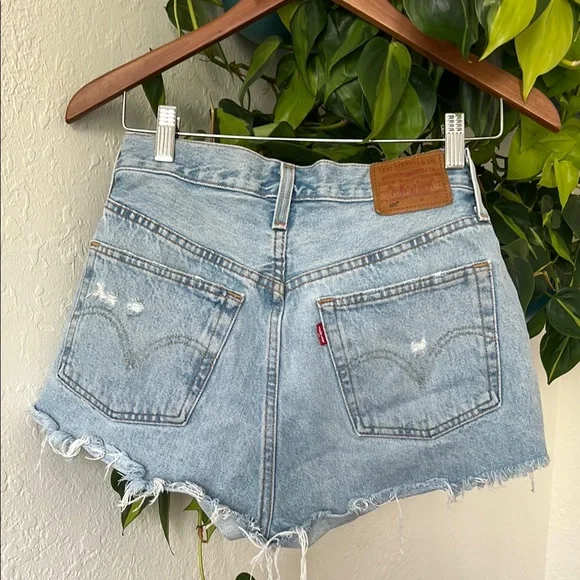 Levi's Blue Distressed Jean Shorts - Picture 6 of 6
